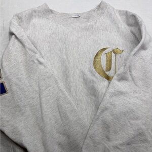 Champion Gray Crewneck Sweater with Gold Detail